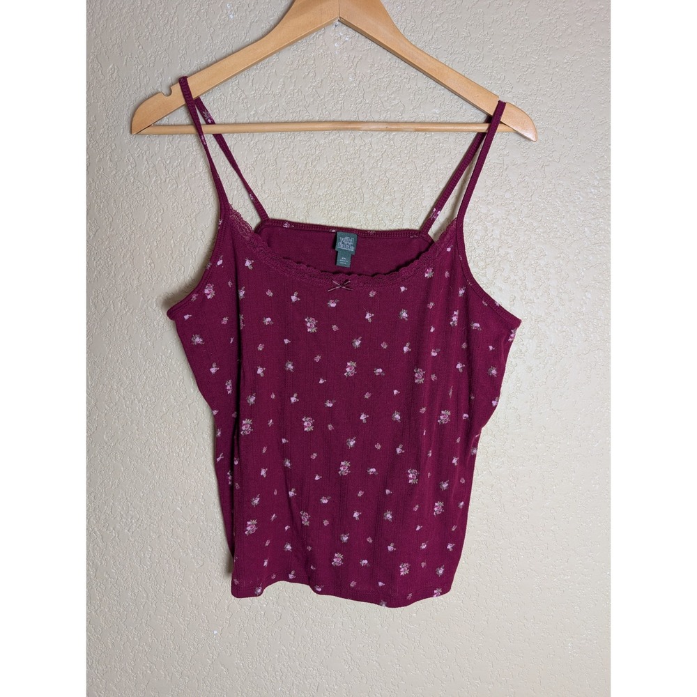 Wild Fable XXL Burgundy Floral Lace Cami Tank Top Coquette Cottagecore